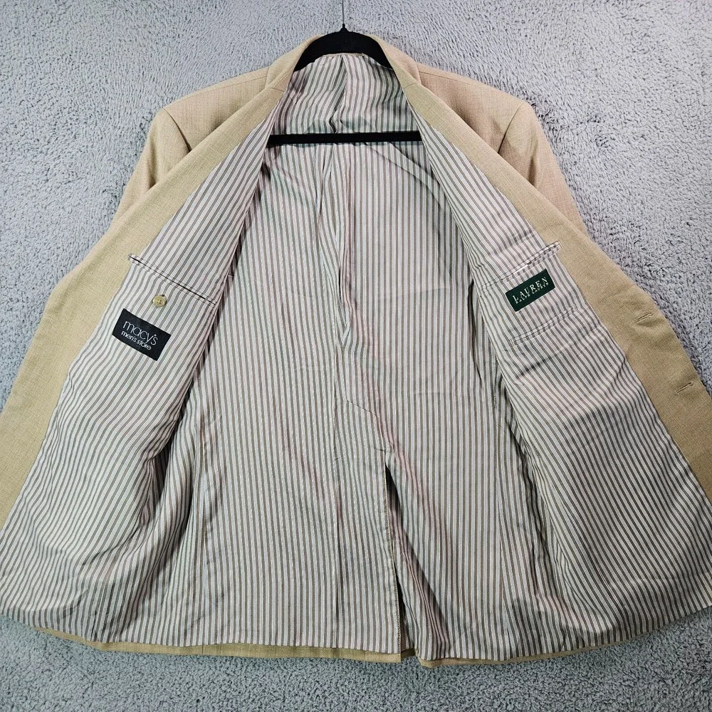 Lauren‎ Ralph Lauren Blazer Sport Coat Suit Men 43L 2-Button Beige